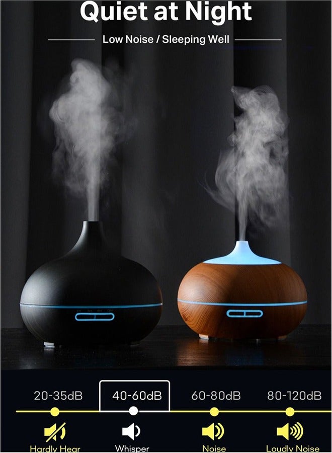 500ML Aromatherapy Essential Oil Diffuser Wood Grain Remote Control Ultrasonic Air Humidifier Cool with 7 Colors LED Light Plastic Imitation Wood Grain Home Quiet - Image 3